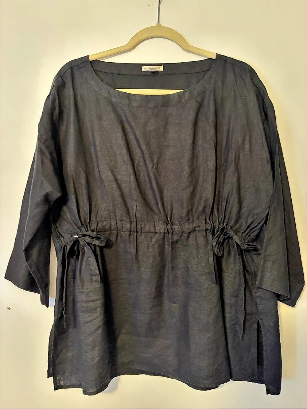 Eileen Fisher Organic Handkerchief Linen Bateau Neck Top